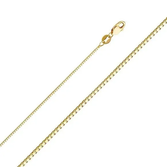 14K Real Gold chain 0.8 mm Yellow Gold box chain Necklace | Birthday gift | 24” - Picture 1 of 5